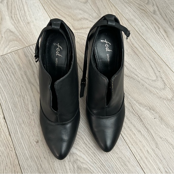 Genuine Leather Ankle Boot, Black Ankle Heels - Picture 8 of 13